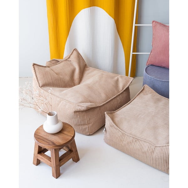 Светлокафяв детски пуф от рипсено кадифе Square – Wigiwama-image-4