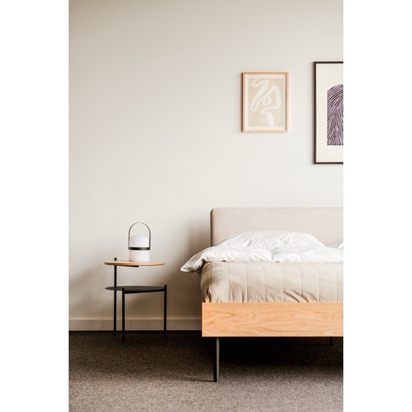 Двойно легло 160x200 cm тапицирано/ПДЧ от декор от дъб  с включена подматрачна рамка в естествен цвят Streiko – noo.ma-image-2
