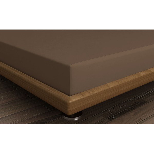 Кафяв еластичен памучен чаршаф 140x200 cm – Mijolnir-image-1