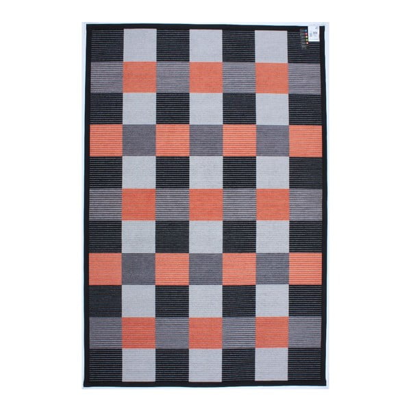 Килим квадратен черен/оранжев, 80x150 cm - 3K KONSEPT