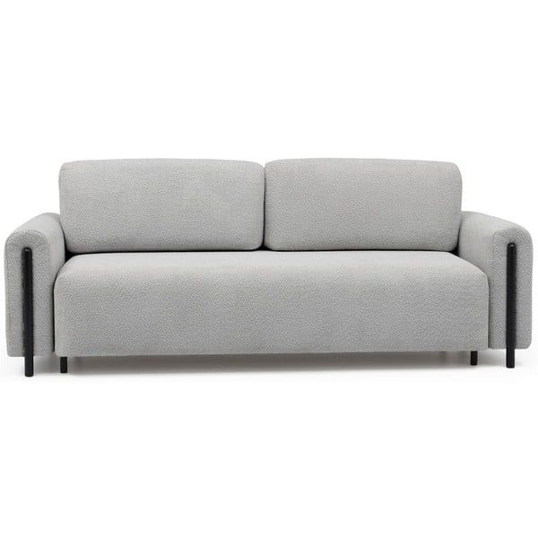 Светлосив разтегателен диван с място за съхранение от букле 244 cm Arcadova – ELTAP