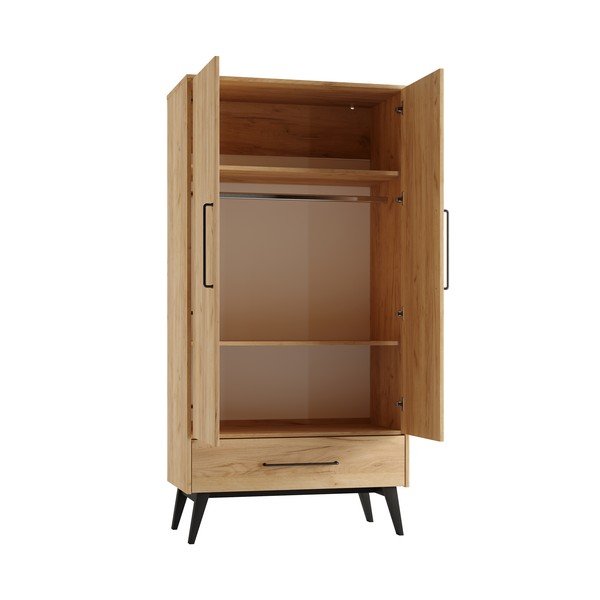 Детски гардероб от декор от бук в естествен цвят 100x200 cm Retro – Pinio-image-3