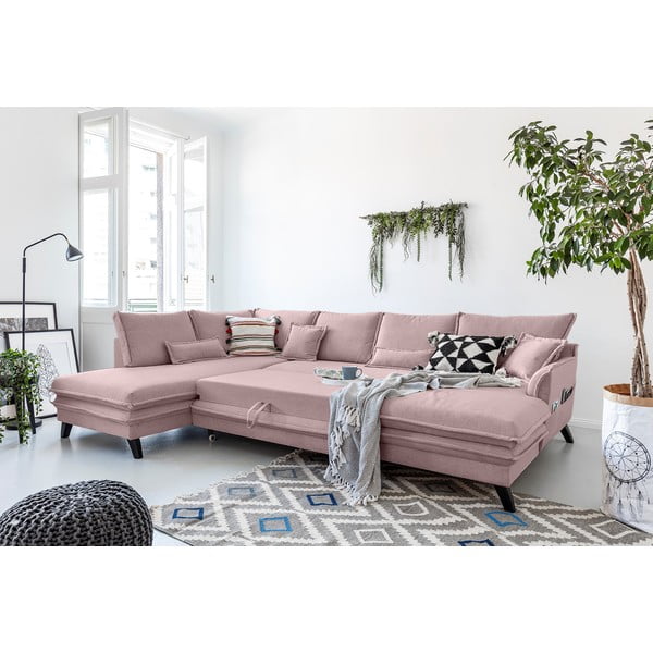 Розов U-образен разтегателен диван, ляв ъгъл Charming Charlie - Miuform-image-4