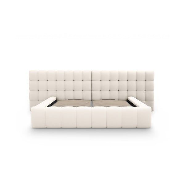 Кремаво тапицирано двойно легло с място за съхранение с включена подматрачна рамка 180x200 cm Mamaia – Micadoni Home-image-4