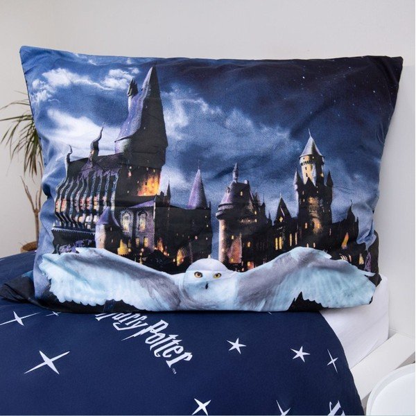 Тъмносиньо/сиво единично  детско спално бельо от микрофибър 140x200 cm Harry Potter "Hogwarts Night" – Jerry Fabrics-image-3