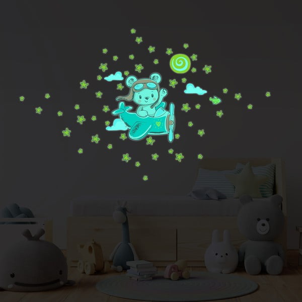 Детски стикер за стена 30x30 cm Pilot Bear - Ambiance-image-2