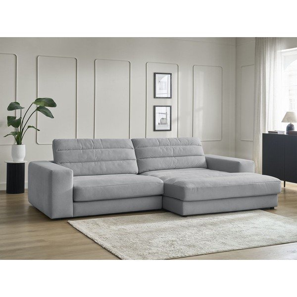 Светлосив кадифен ъглов диван (десен ъгъл) Sierra – Bobochic Paris-image-1