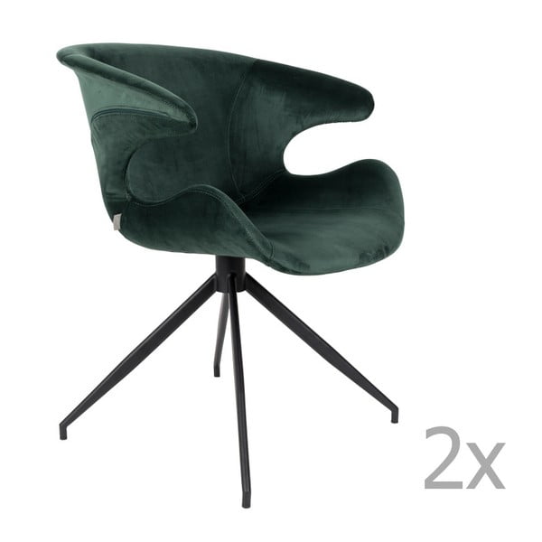 Комплект от 2 зелени стола с подлакътници Mia - Zuiver