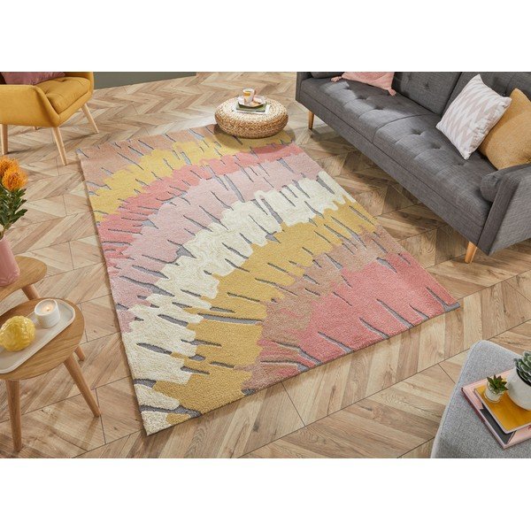 Розов и жълт килим , 120 x 170 cm Woodgrain - Flair Rugs-image-4