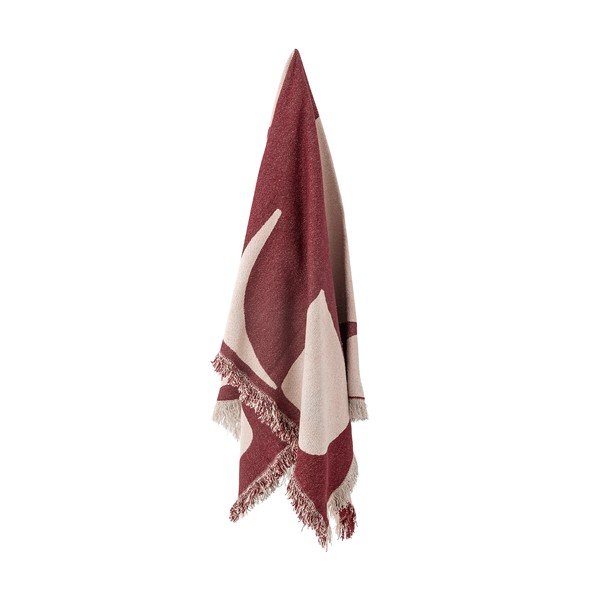 Червено одеяло със смес от памук 130x160 cm Olica – Bloomingville-image-2