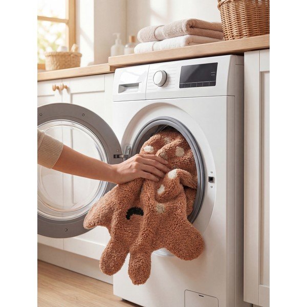Кафяв памучен детски килим подходящ за пране/ръчно изработен 89x120 cm Snuggle Gino – Hanse Home-image-3