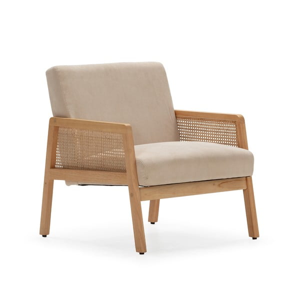 Бежов велурен фотьойл Debra – Marckeric