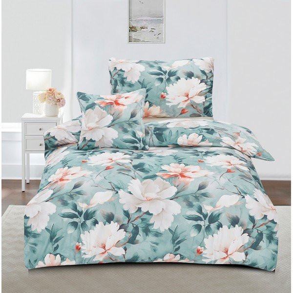 Тюркоазено единично  спално бельо от микросатен 3 части 140x200 cm Selma – My House-image-1