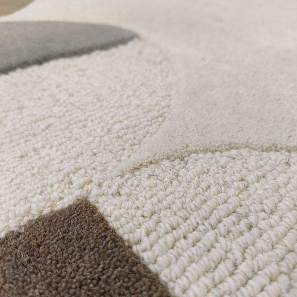 Сиво-бежов ръчно изработен вълнен килим 200x290 cm Mia Scallop Frame – Flair Rugs-image-2