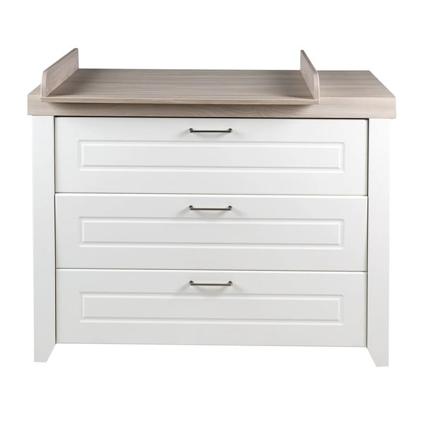 Бял нисък скрин в декор от бряст с масичка за преповиване 120x98 cm Felicia - Roba-image-2