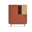 Висок скрин с чекмеджета в цвят тухла и естествен дъб 100x120 cm Otto - Teulat