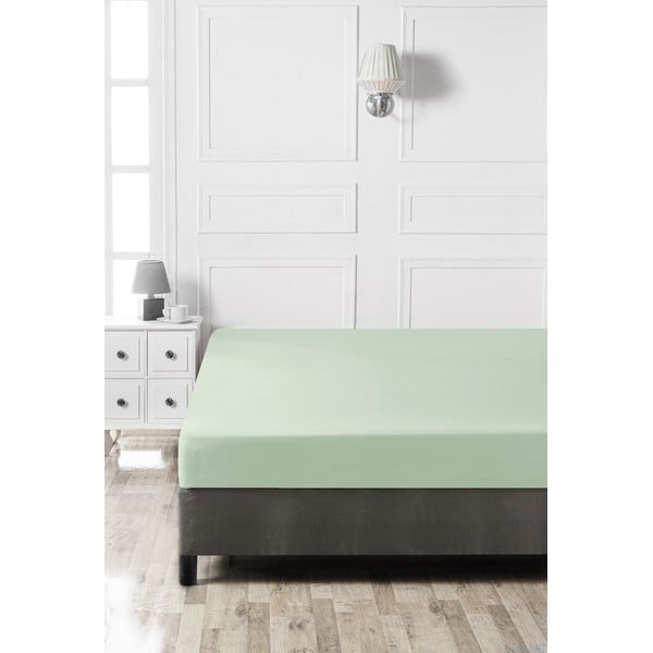 Светлозелен еластичен памучен чаршаф 140x200 cm – Mijolnir-image-2