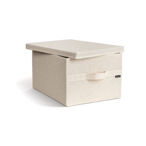 Бежова текстилна кутия за съхранение с капак 36x46x25 cm Soft Storage Large – Bigso-image-1