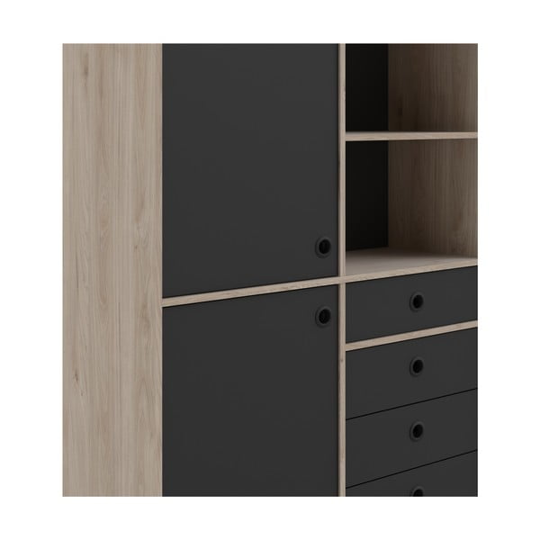 Черна етажерка за книги с дъбов ръб 99x154 cm Rome - Tvilum-image-1