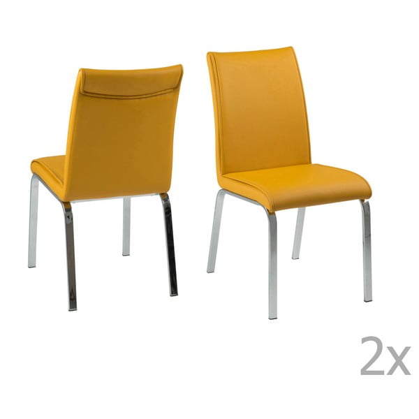 Sada 4 žlutých jídelních židlí Actona Leonora