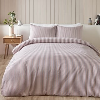 Розово двойно  фланелено спално бельо 200x200 cm Stripe – Catherine Lansfield