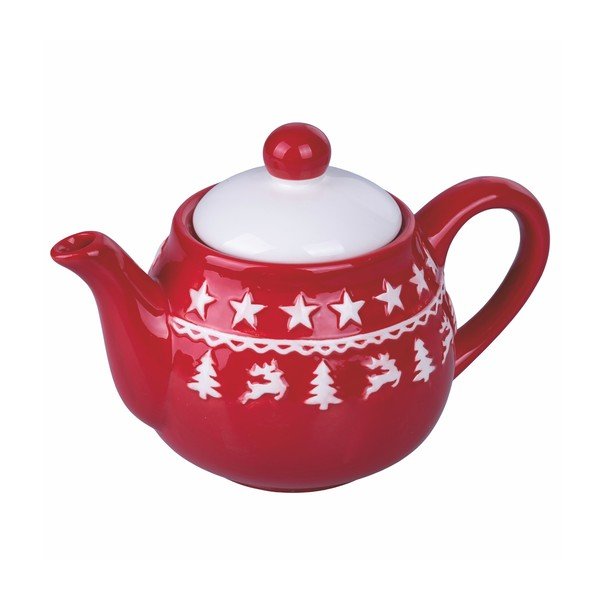 Червено-бял коледен керамичен чайник 520 ml Xmas - VDE Tivoli 1996-image-1