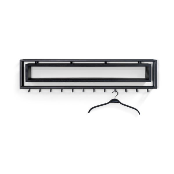 Черна метална стенна закачалка с рафт School - Spinder Design
