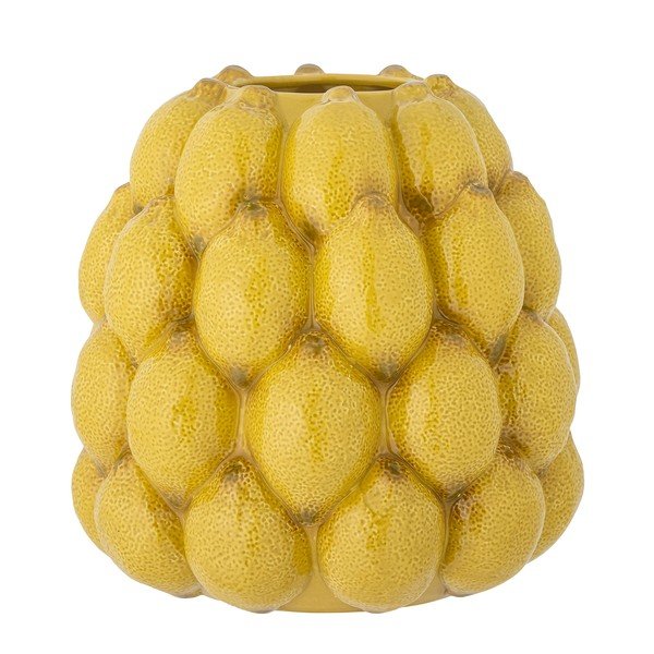 Жълта глинена ръчно рисувана ваза (височина 22 cm) Limone – Bloomingville