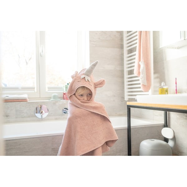 Розова памучна детска хавлия с качулка 75x75 cm Unicorn – Kindsgut-image-4