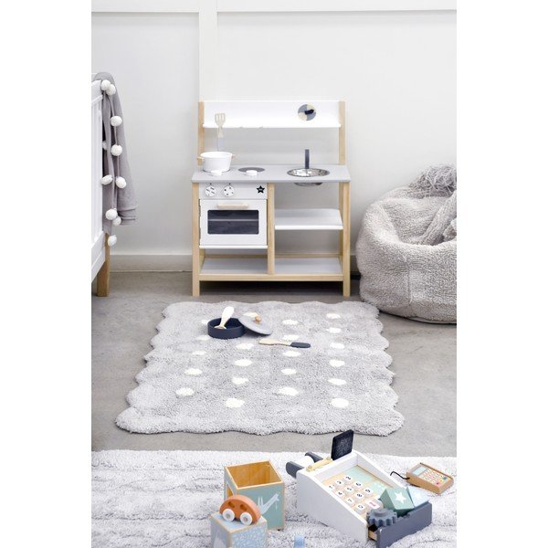 Сив ръчно изработен памучен детски килим подходящ за пране 70x100 cm Mini Biscuit Pearl Grey – Lorena Canals-image-1