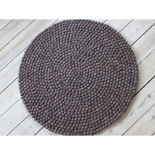 Ореховокафяв вълнен килим с топки , ⌀ 120 см Ball Rugs - Wooldot-image-1