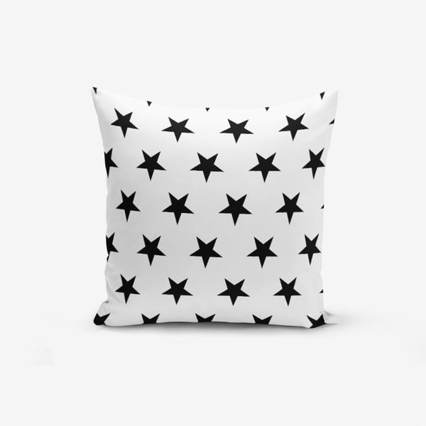 Черно-бяла калъфка за възглавница със смес от памук Black Stars, 45 x 45 cm - Minimalist Cushion Covers