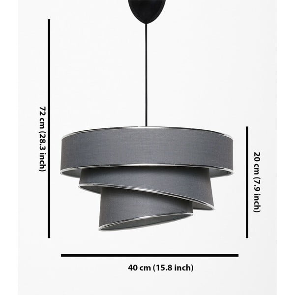 Антрацитно и сребристо висящо осветително тяло с текстилен абажур ø 40 cm Couper – Opviq lights-image-2