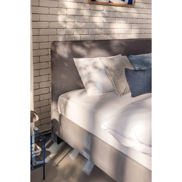 Сиво тапицирано двойно легло с включена подматрачна рамка 180x200 cm Noira Slim – Bonami Selection-image-3