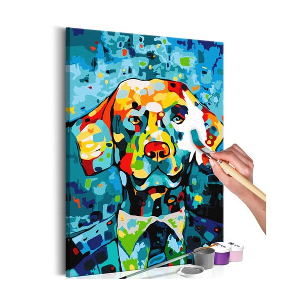 DIY set na tvorbu vlastního obrazu na plátně Artgeist Colorful Dog, 40 x 60 cm