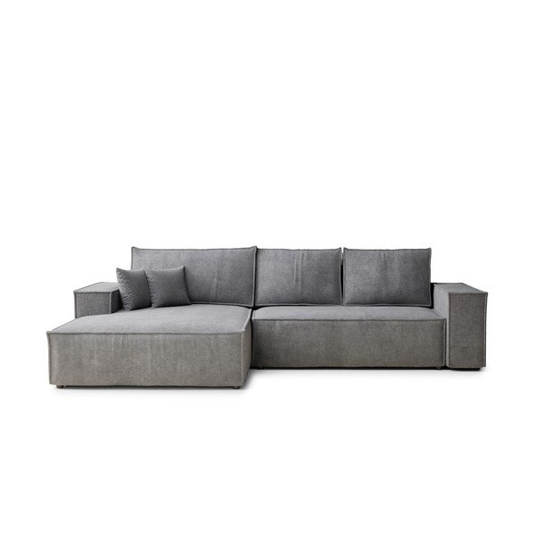 Сив шенилов сгъваем/с място за съхранение ъглов диван (ляв ъгъл) Maze – Maison de Rêve