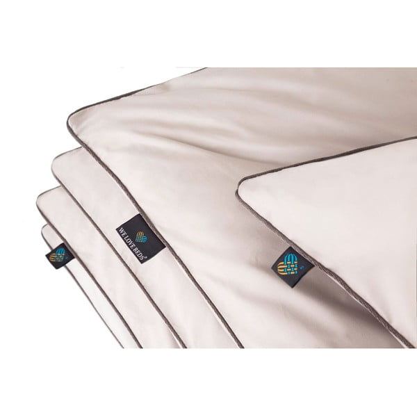 Светлосива удължена завивка за двойно легло от египетски памук 200x220 cm Perla - WeLoveBeds-image-1