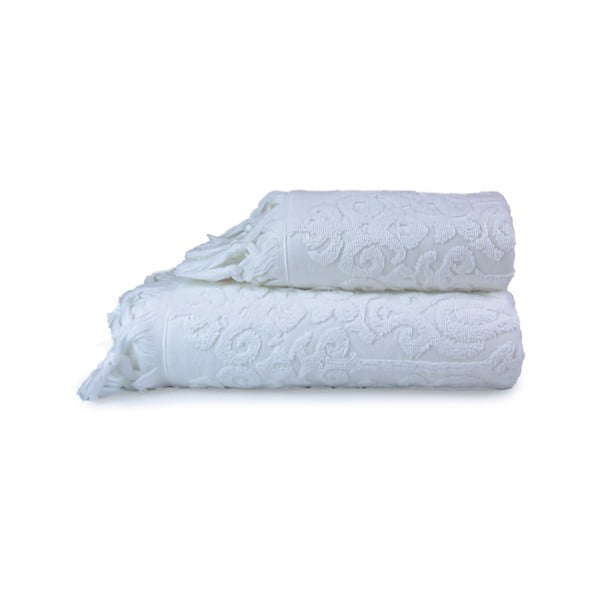 Бели памучни кърпи и хавлии за баня в комплект от 2 Kilim - Foutastic