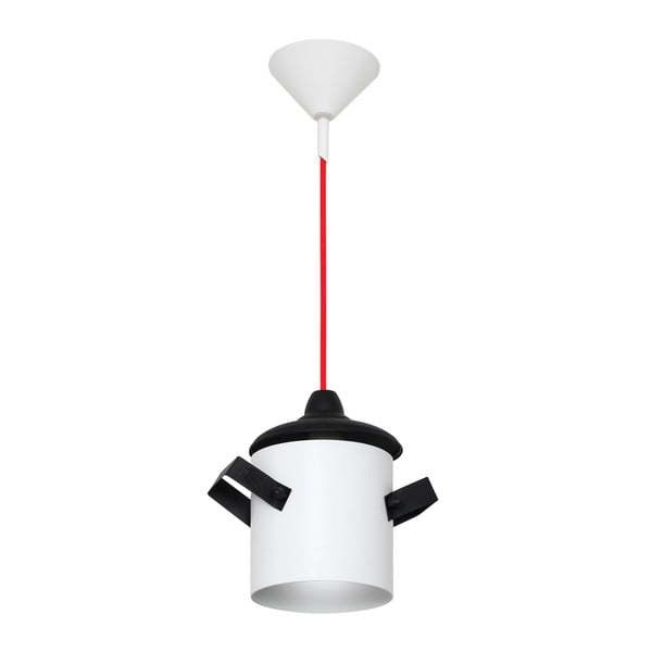 Бяло-черна висяща лампа с червен кабел Overhung Poti I White Small - Glimte