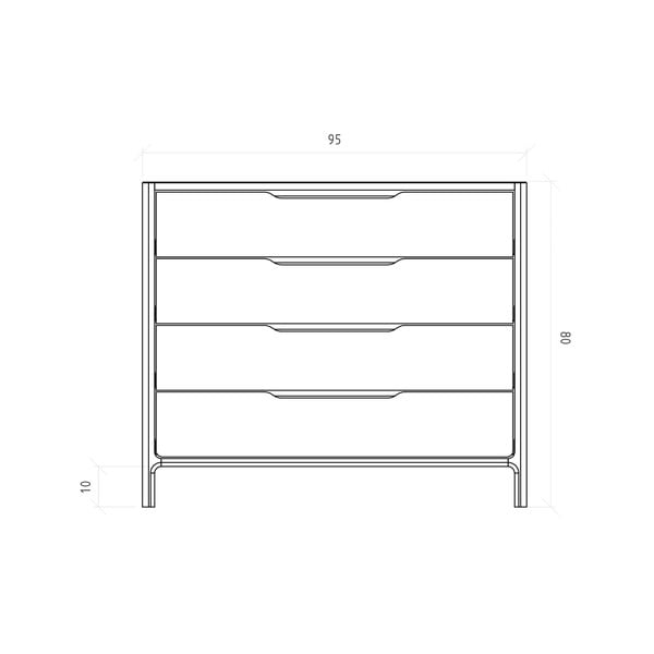 Нисък скрин от масивен дъб в естествен цвят 95x80 cm Twig – The Beds-image-4