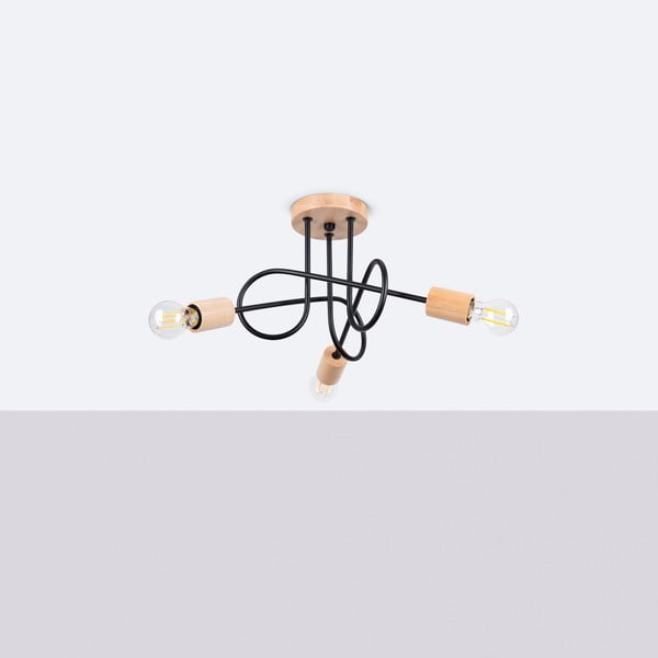 Осветително тяло за таван в черен и естествен цвят 14x56 cm Tumber – Sollux-image-2