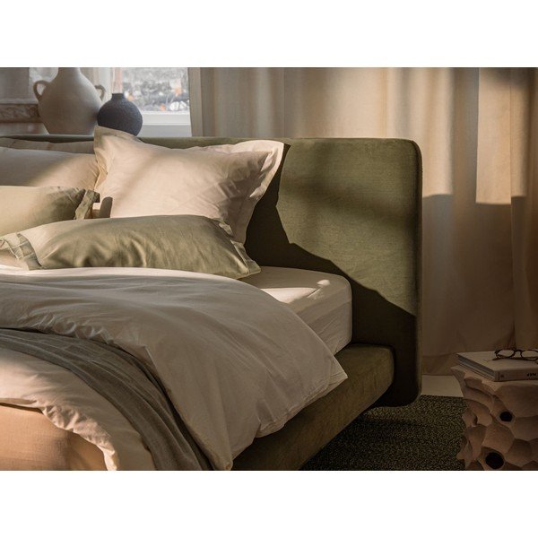 Светлосиво тапицирано двойно легло 140x200 cm Linea – Micadoni -image-4