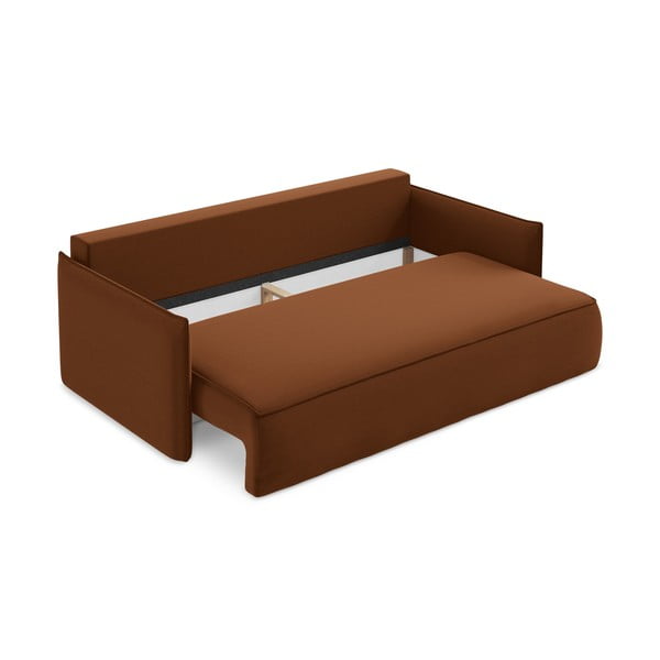 Теракотен кадифен разтегателен диван с място за съхранение 225 cm Hula – Makamii-image-3