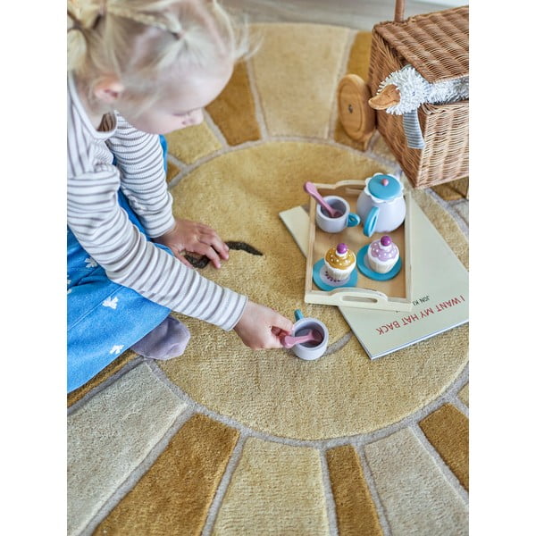 Бежов/в кехлибарен цвят вълнен детски килим ø110 cm Sun – Bloomingville Mini-image-1