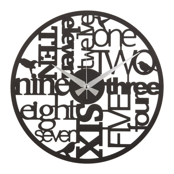 Метален стенен часовник Words, ø 50 cm - Unknown