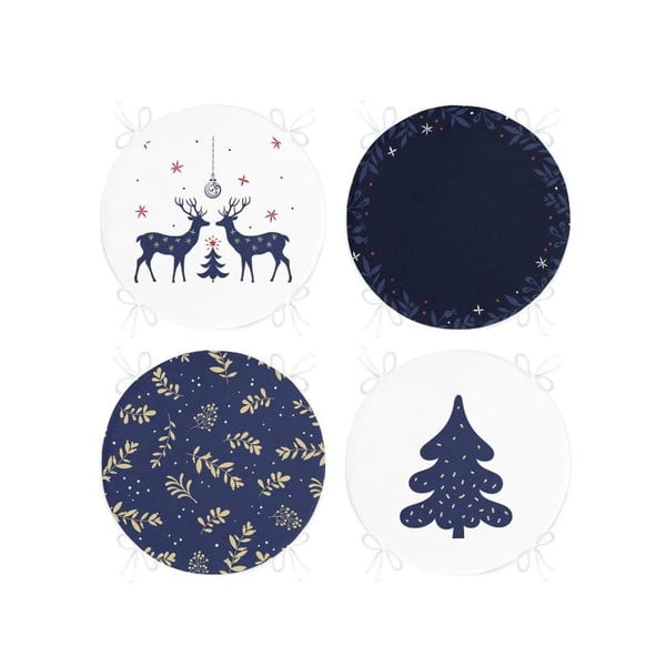 Възглавници за сядане в комплект от 4 бр. с коледни мотиви ø 40 cm Blue Christmas – Mila Home