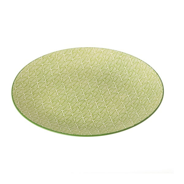 Zelenobílý porcelánový talíř Unimasa Leaf