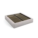 Бежово двойно тапицирано легло с място за съхранение с включена подматрачна рамка 160x200 cm Simon – Micadoni 