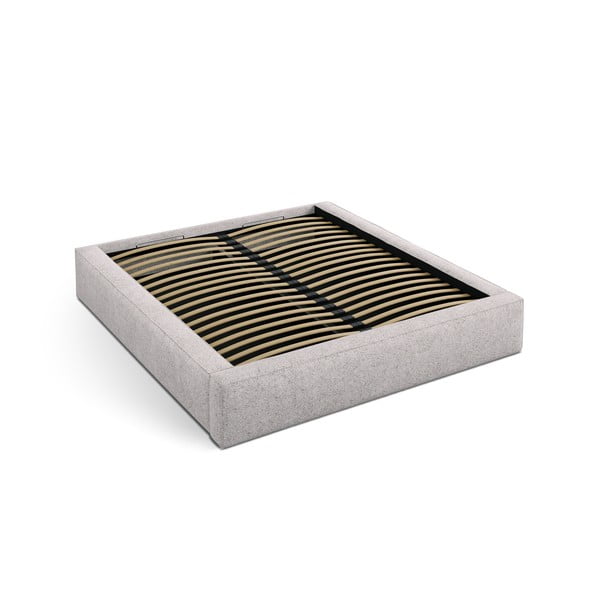 Бежово двойно тапицирано легло с място за съхранение с включена подматрачна рамка 140x200 cm Simon – Micadoni 