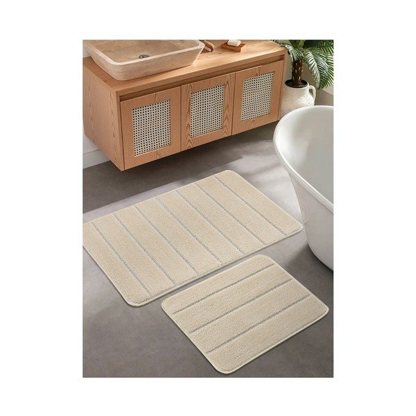 Кремави килими за баня в комплект 2 бр. 50x80 cm Yeni Cizgli – Foutastic-image-1